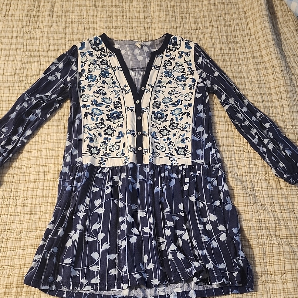 Floral and Striped Long Sleeve Dress
